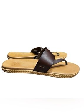 REEF Brown Cushion Sol Flat Sandals Size 12 Tan Comfort Beach Summer Espadrilles